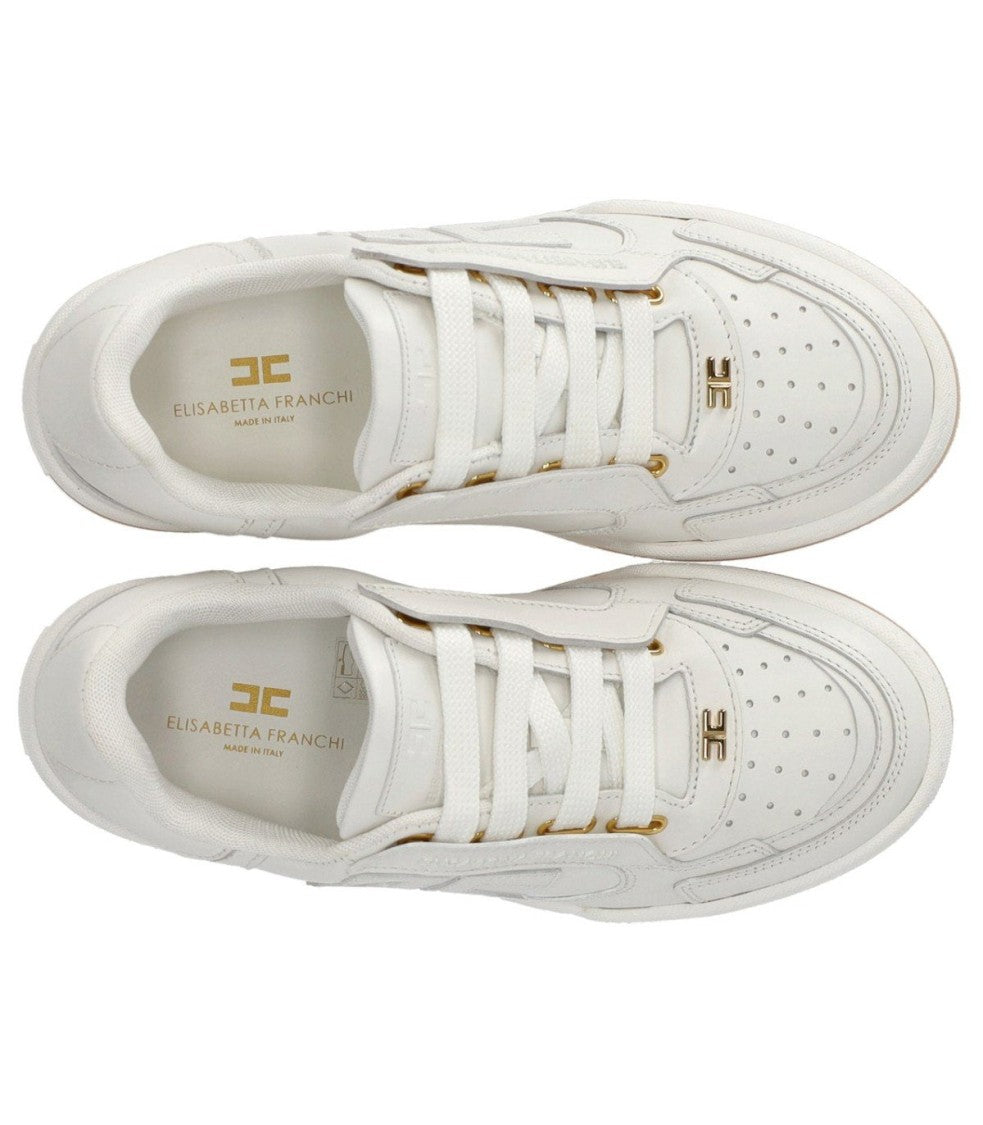Elisabetta Franchi Ivory Leather Sneaker