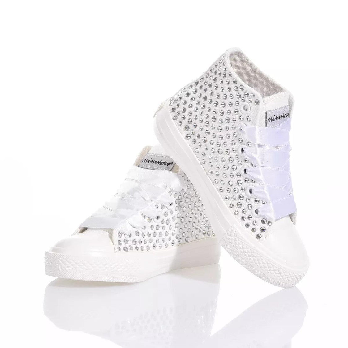 Mimanera High-Top Canvas Sneakers With Swarovski Crystal Embellishments