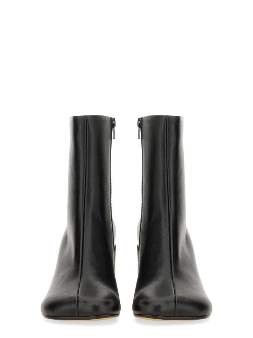 Mm6 By Maison Margiela Anatomical Black Leather Ankle Boots