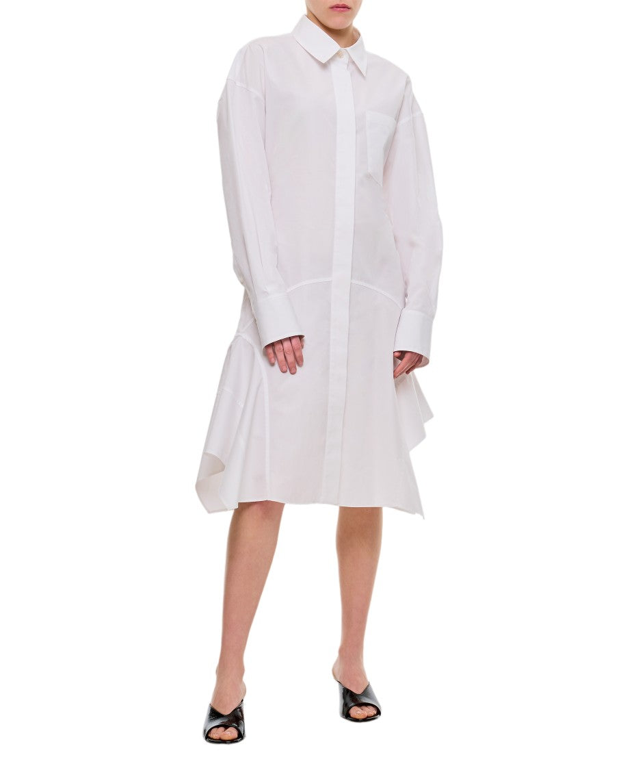 Stella Mccartney Asymmetrical Hem Cotton Shirt Dress With Concealed Front Closure