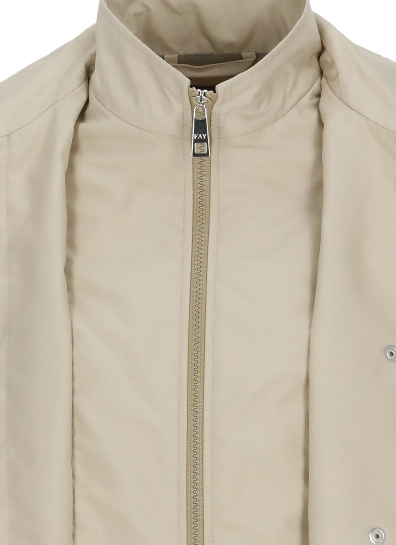 Fay Beige Waterproof Buttoned Jacket