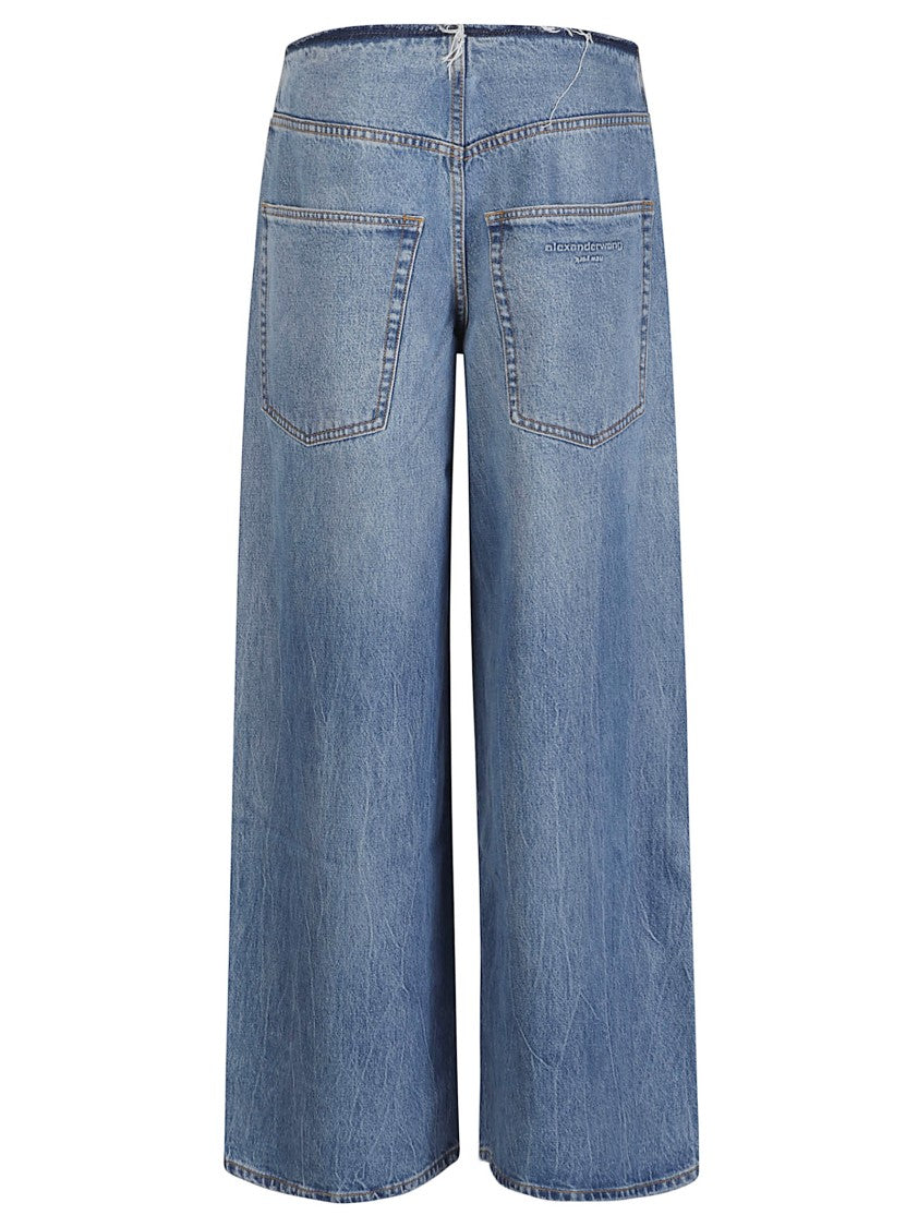 Alexander Wang Surge Low Rise Wide Leg Cotton Jeans