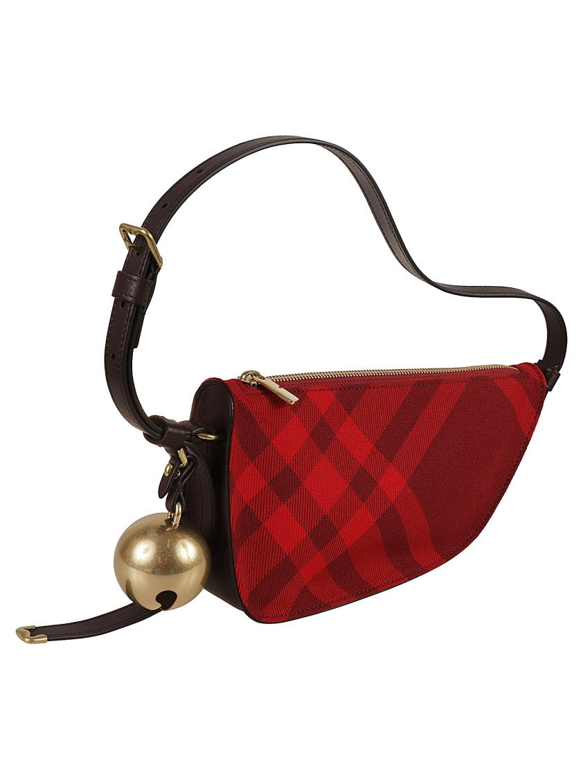 Burberry Curved Plaid Bag With Gold Bell Accent