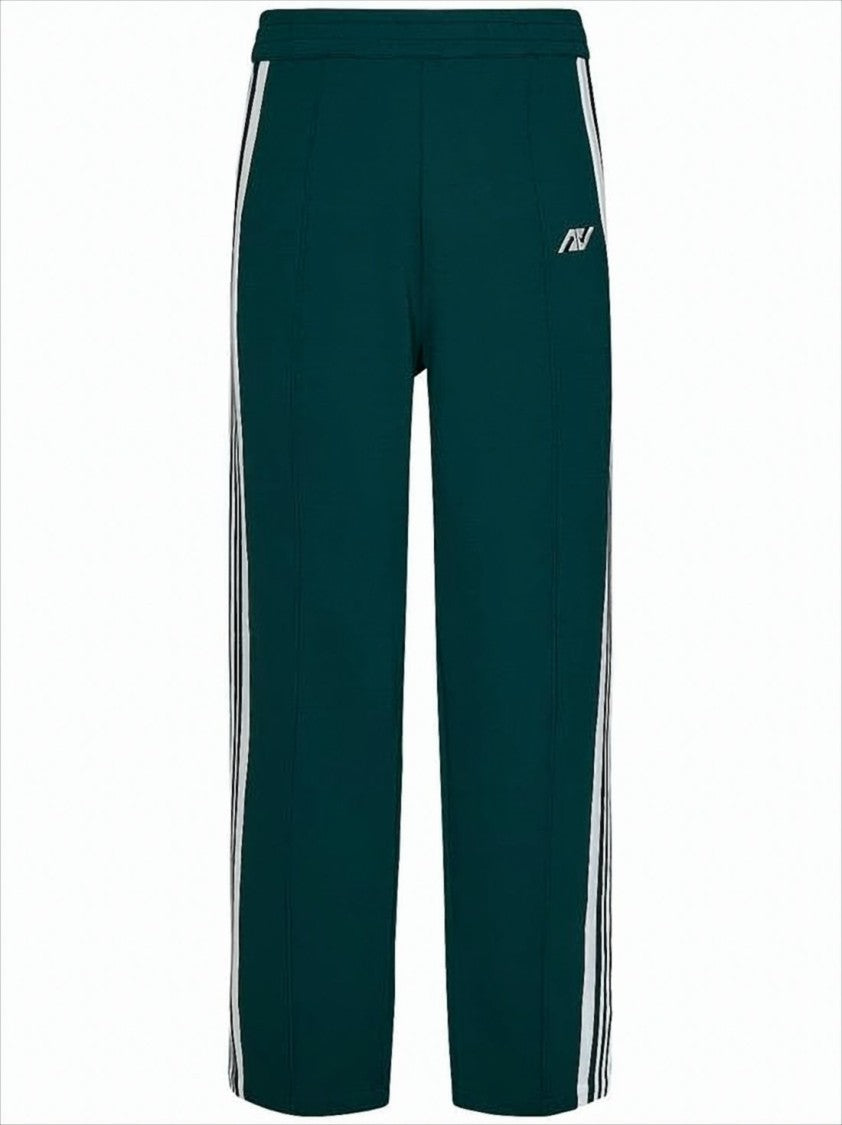 Autry Deep Green Relaxed Fit Jogger Pants With Contrasting Stripes