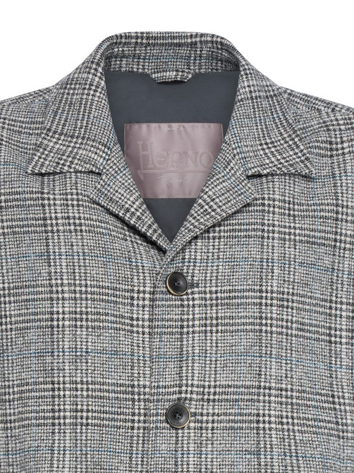 Herno Single-Breasted Blazer In Prince Of Wales Wool Blend