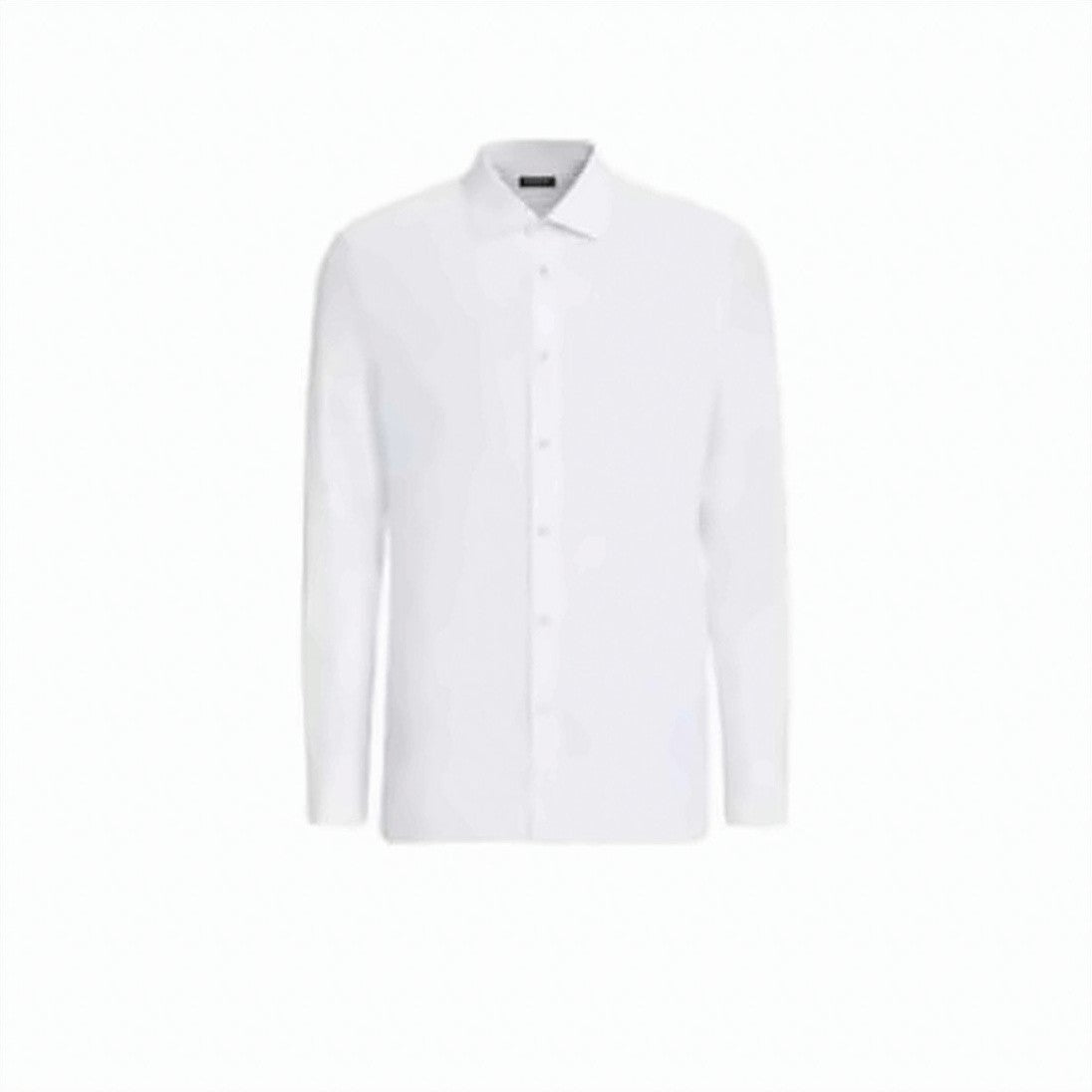 Ermenegildo Zegna Long-Sleeve White Cotton Shirt With Pointed Collar