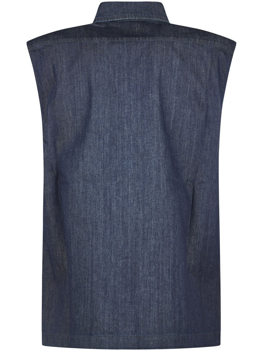Dries Van Noten Sleeveless Blue Denim Shirt