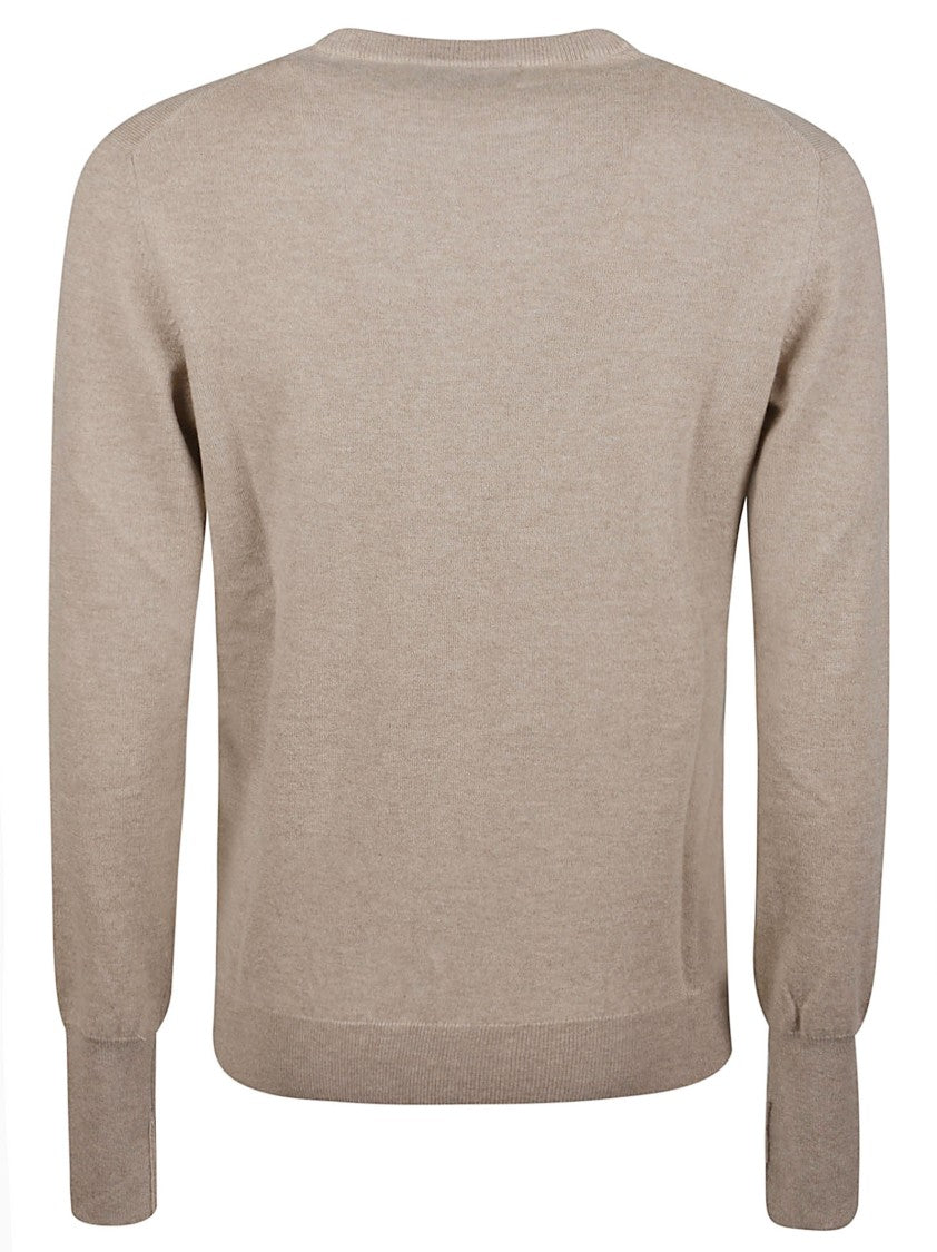 Ballantyne Plain Stitch Pure Cashmere Ribbed Accent Sweater