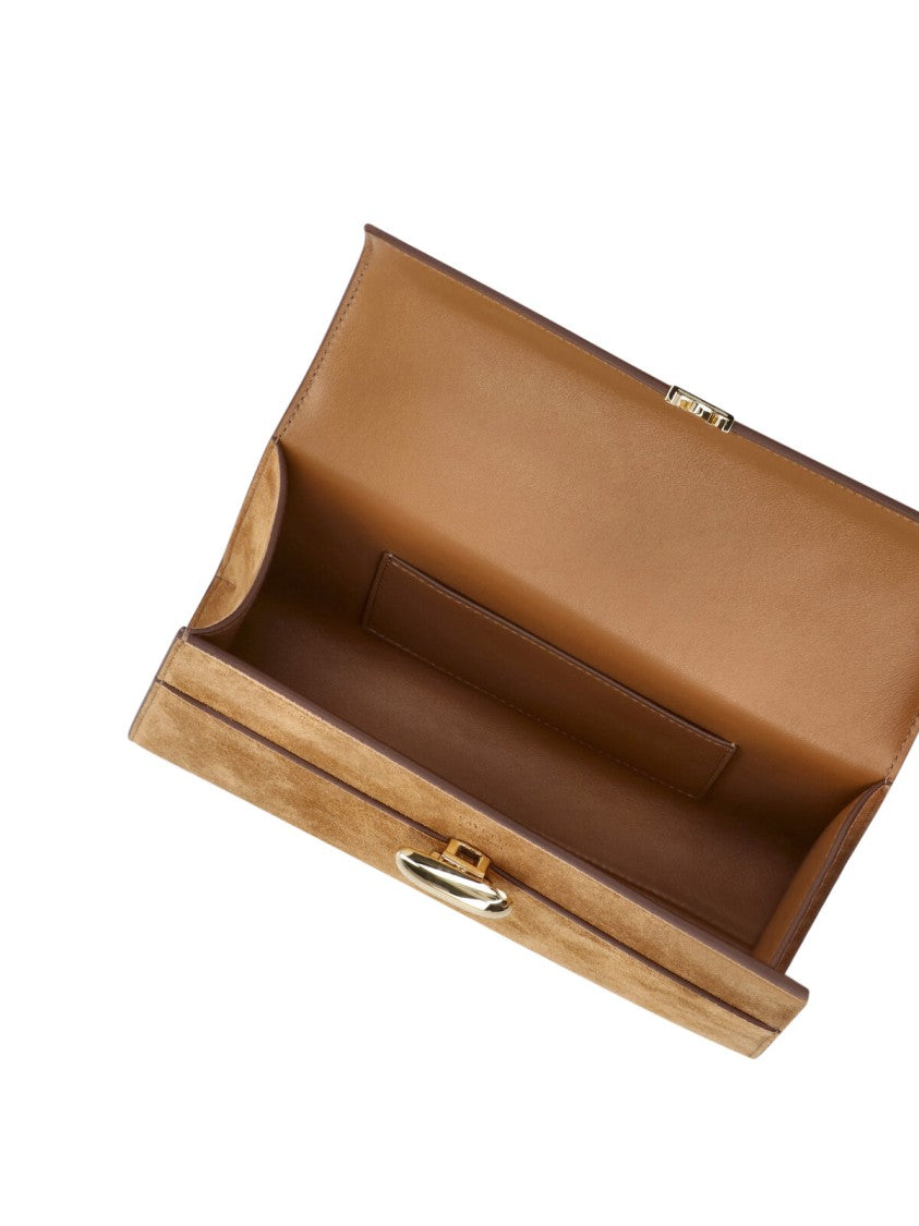 Savette Brown Suede Symmetry Clutch