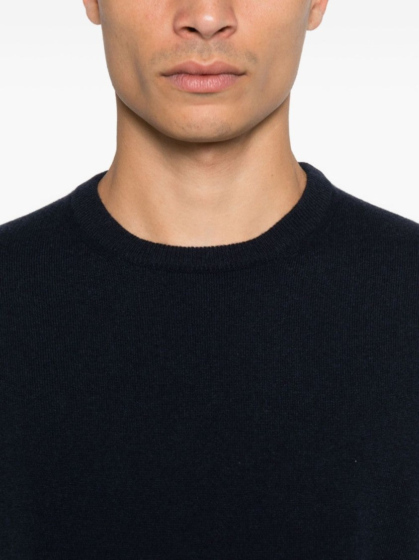 Malo Cashmere-Wool Blend Crew Neck Sweater With Ribbed Cuffs