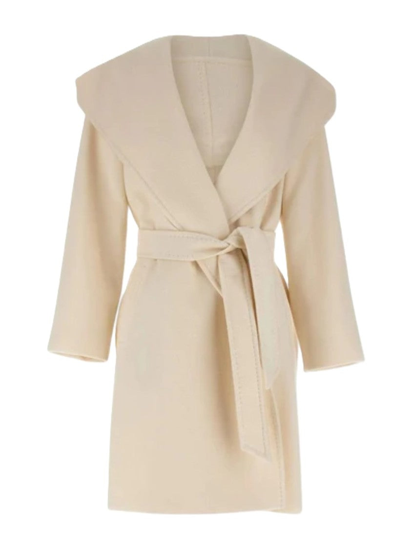 Max Mara Belted Beige Virgin Wool Newmang Coat
