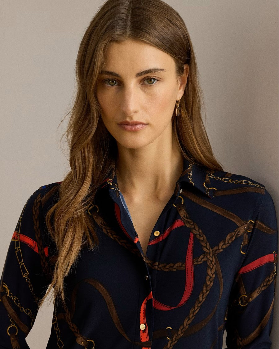 Lauren Ralph Lauren Daquane Long Sleeve Shirt With Intricate Pattern