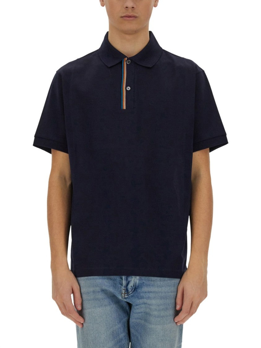 Paul Smith Black Cotton Pique Polo