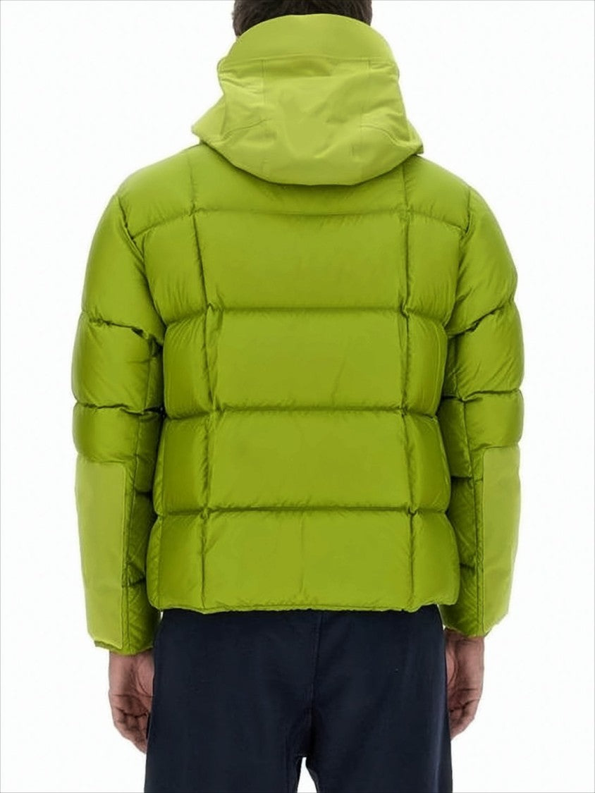 Ten C Lime Green Puffer Jacket With Adjustable Hood