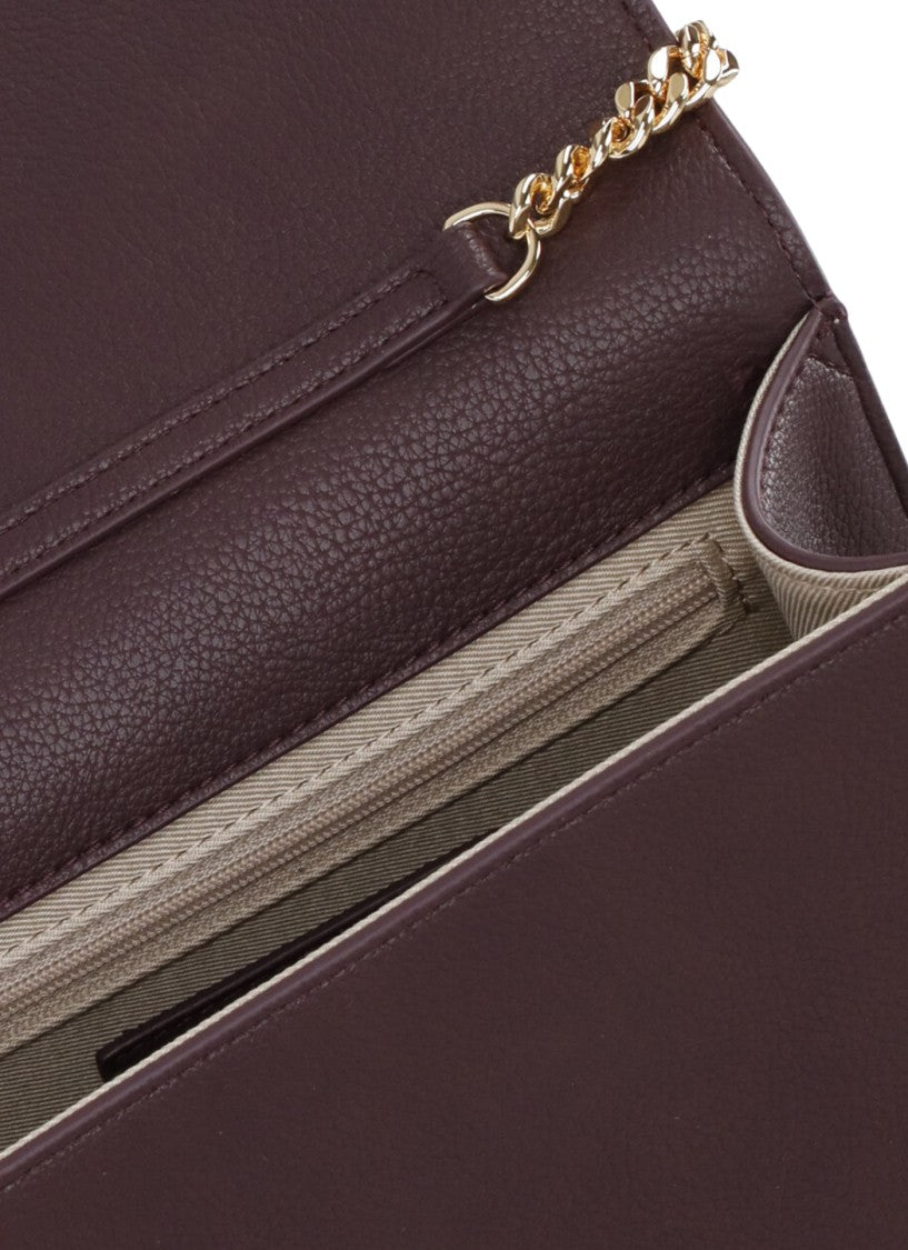 Elisabetta Franchi Pebbled Bordeaux Shoulder Bag