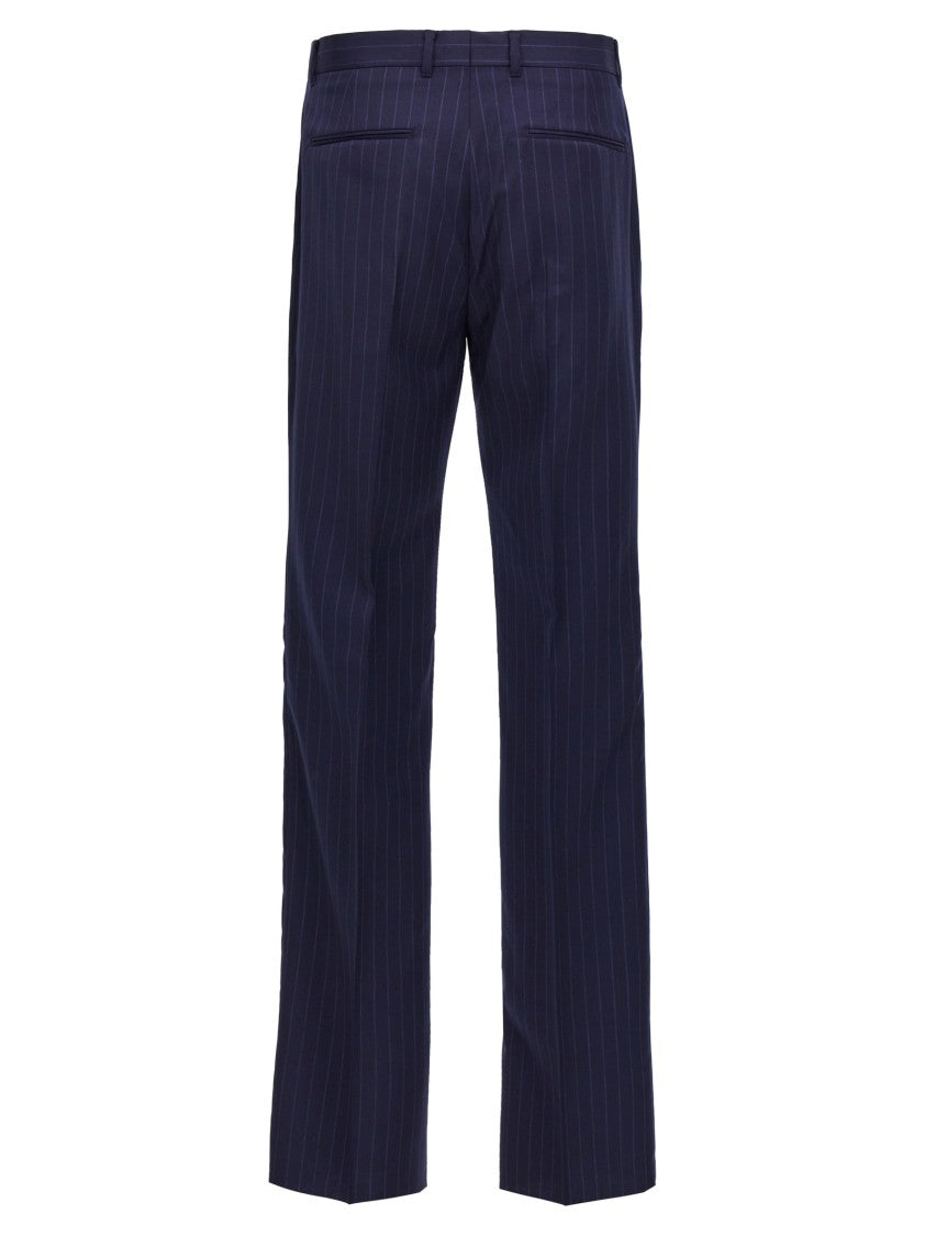 Givenchy Tailored Blue Pinstripe Pants With Stretched Pleat