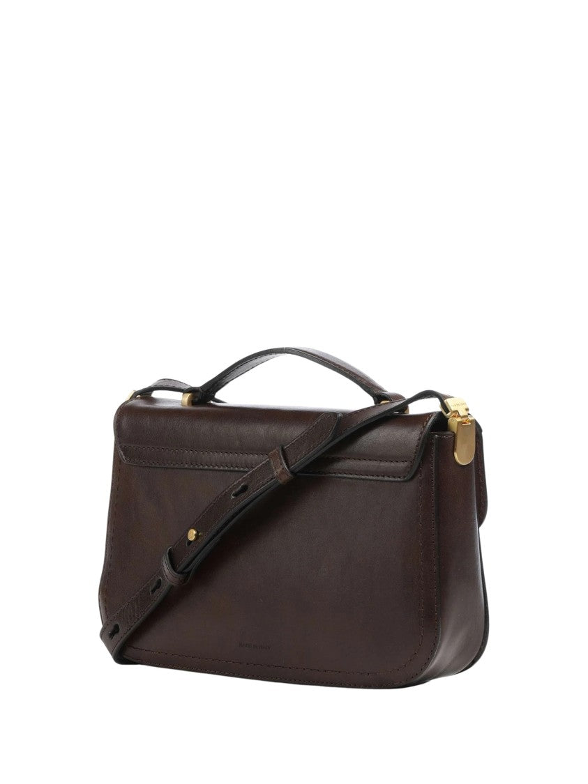 The Bridge Structured Brown Handbag With Gold-Colored Hardware