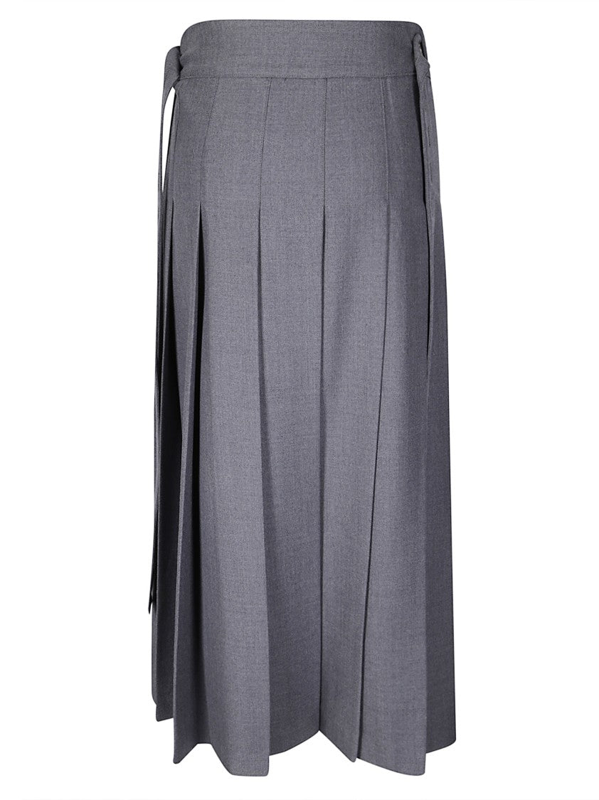 Róhe Mid-Length Pleated Wrap Skirt With Textured Finish