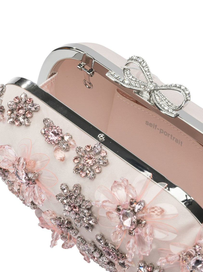 Self-Portrait Satin Floral Clutch Bag