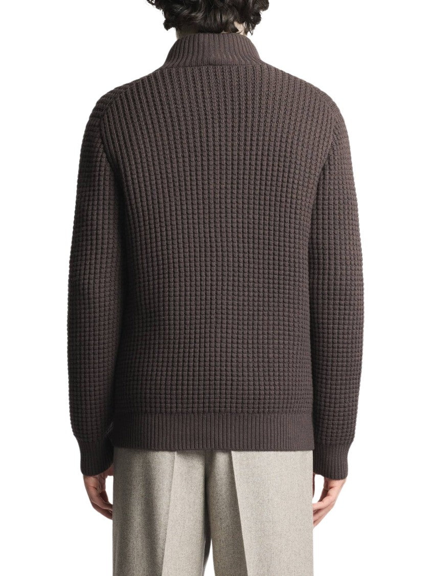 Fay Textured Knit Cardigan With Removable Gilet