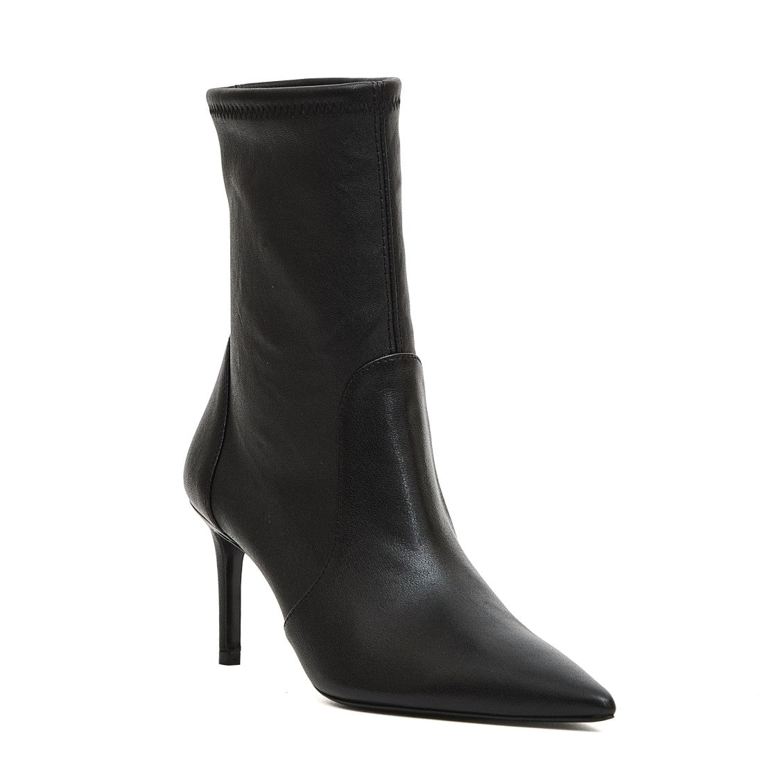 Stuart Weitzman Black Stretch Leather 75Mm Heel Ankle Boot