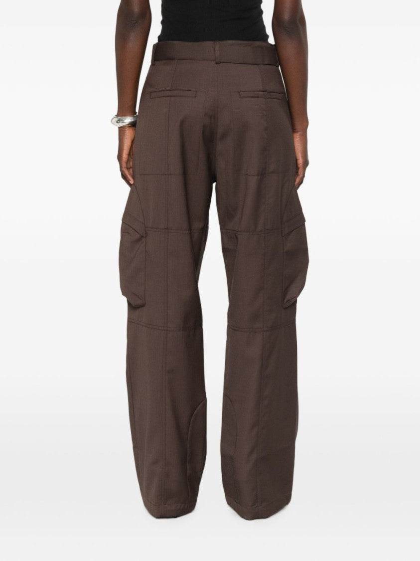 The Frankie Shop High-Waisted Metal Buckle Cargo Wide-Leg Pants
