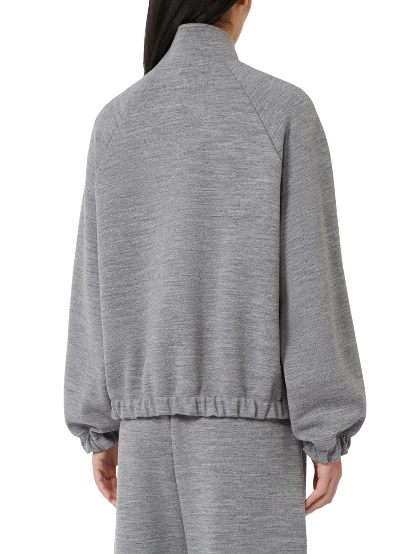 Max Mara High-Collar Light Grey Zip-Up Jacket