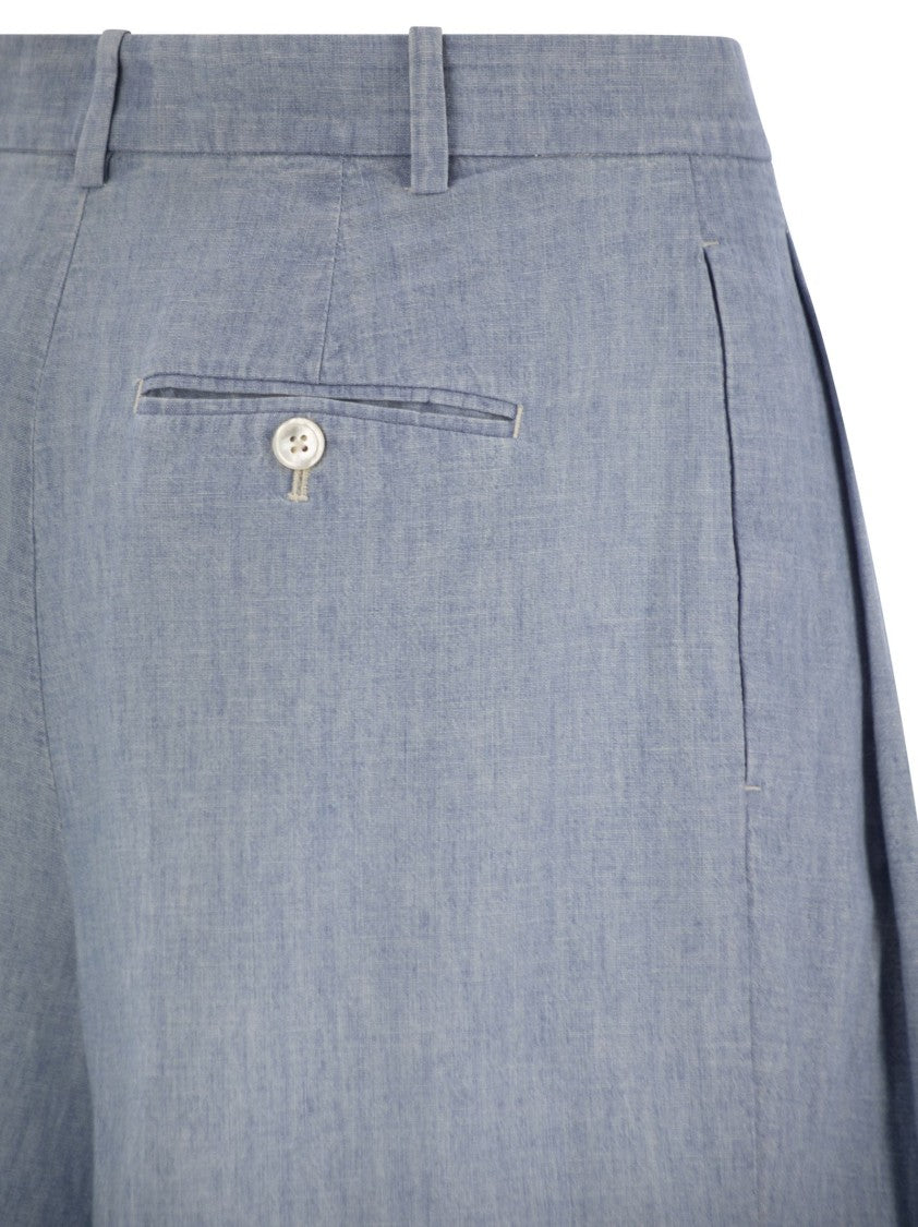 Polo Ralph Lauren Pleated Cotton Chambray Shorts