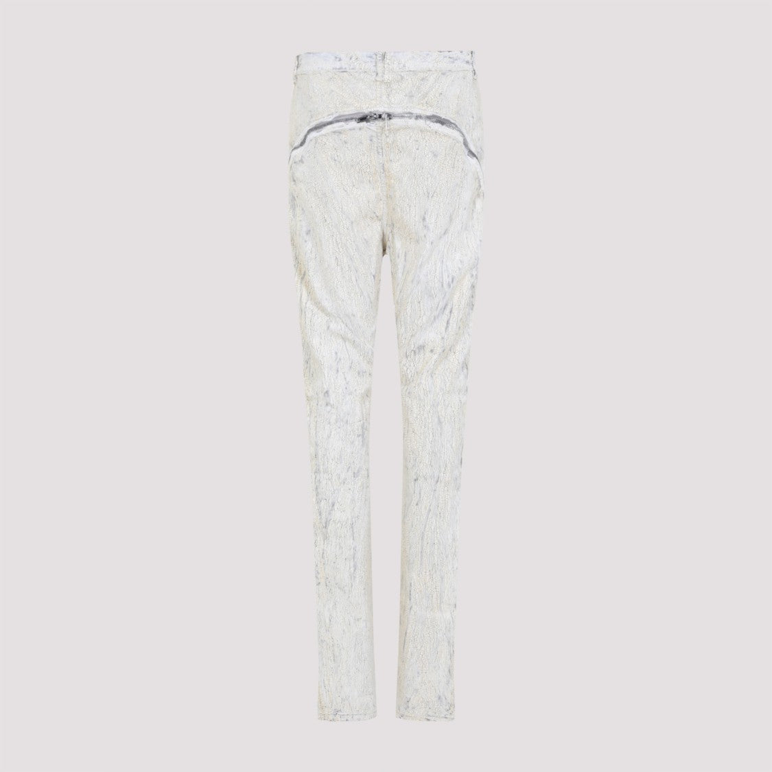Rick Owens Textured White Slim-Fit Jeans With Side Zippers