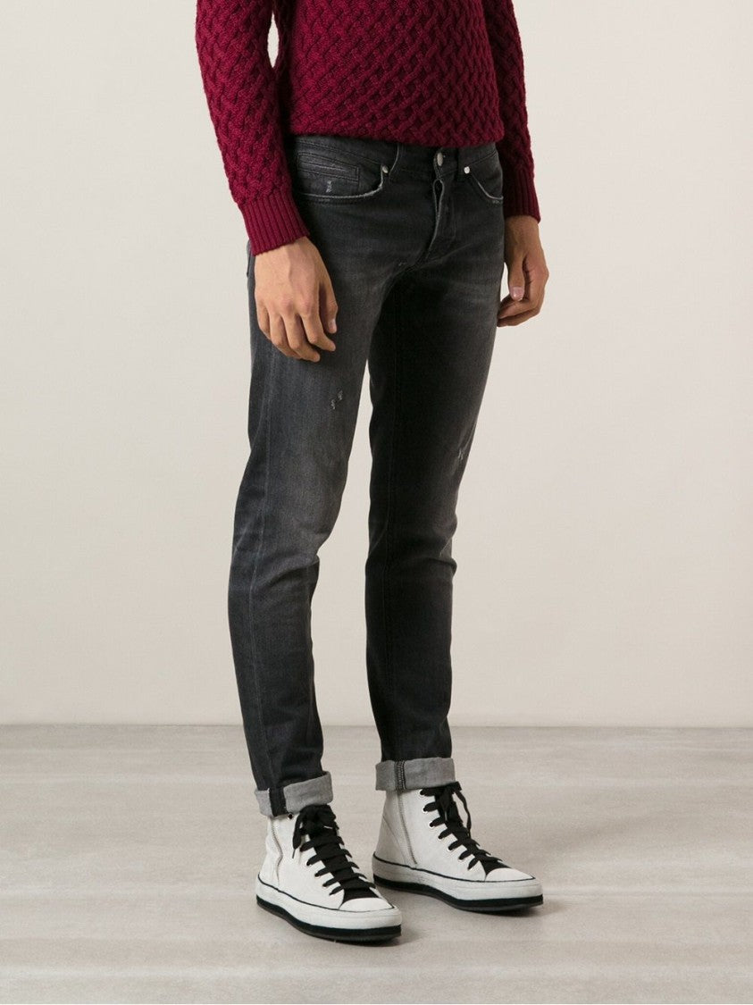 Dondup Dark-Washed Black Denim Jeans With Tapered Fit