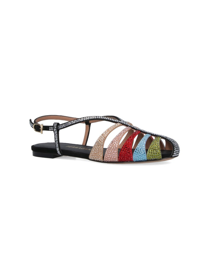 Ferragamo Playful Multicolour Strappy Sandals With Flat Sole