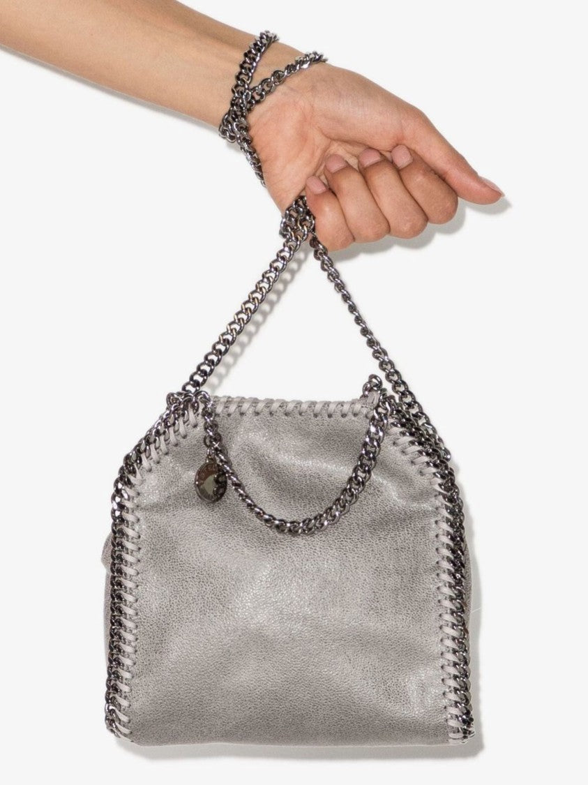 Stella Mccartney Grey Charm Chain-Trimmed Shoulder Bag