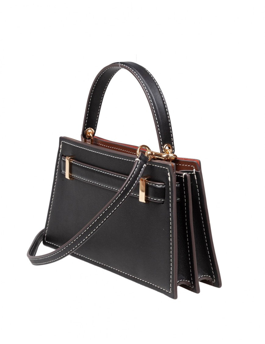 Tory Burch Mini Bag Lee Radziwill Petite In Leather Color Black