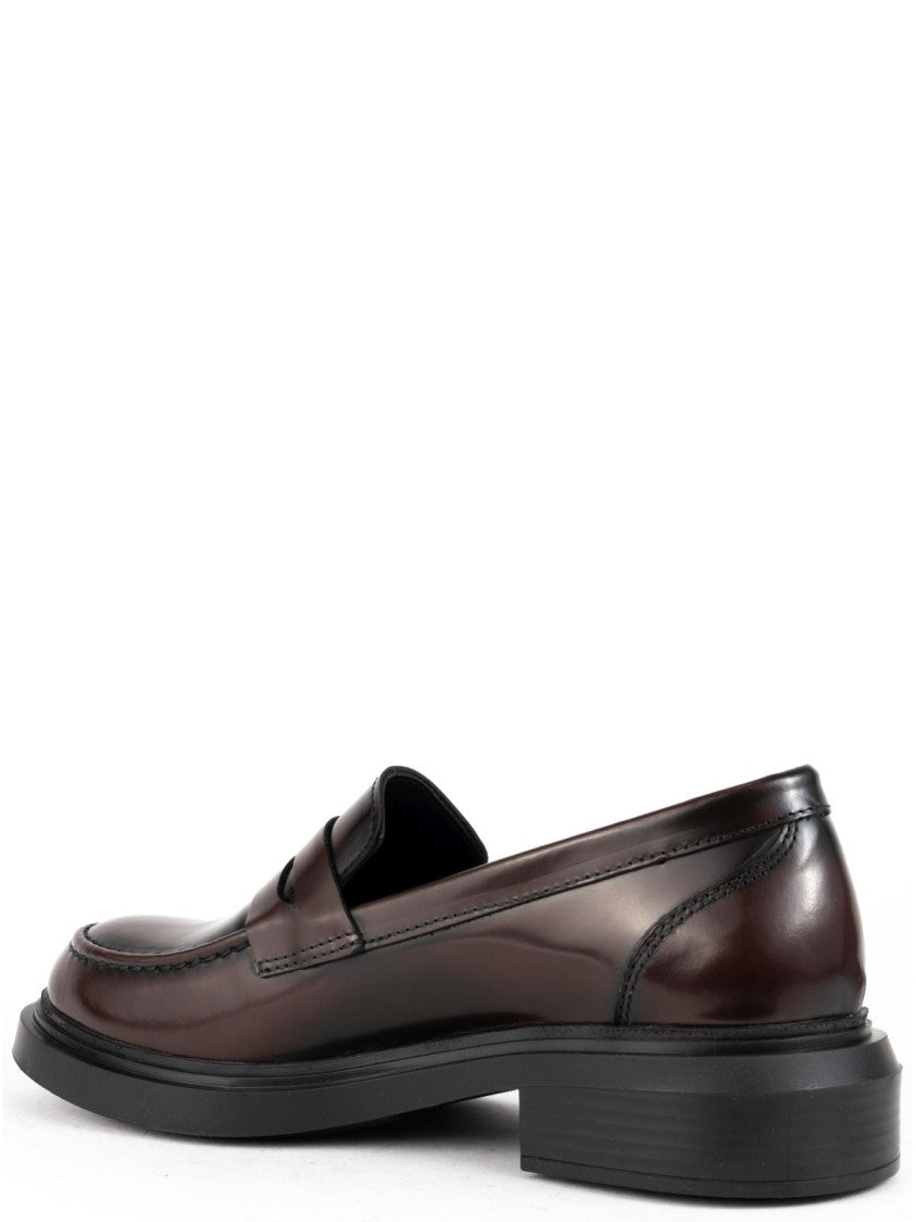 Sergio Moretti Smooth Leather Loafers With Low Block Heel