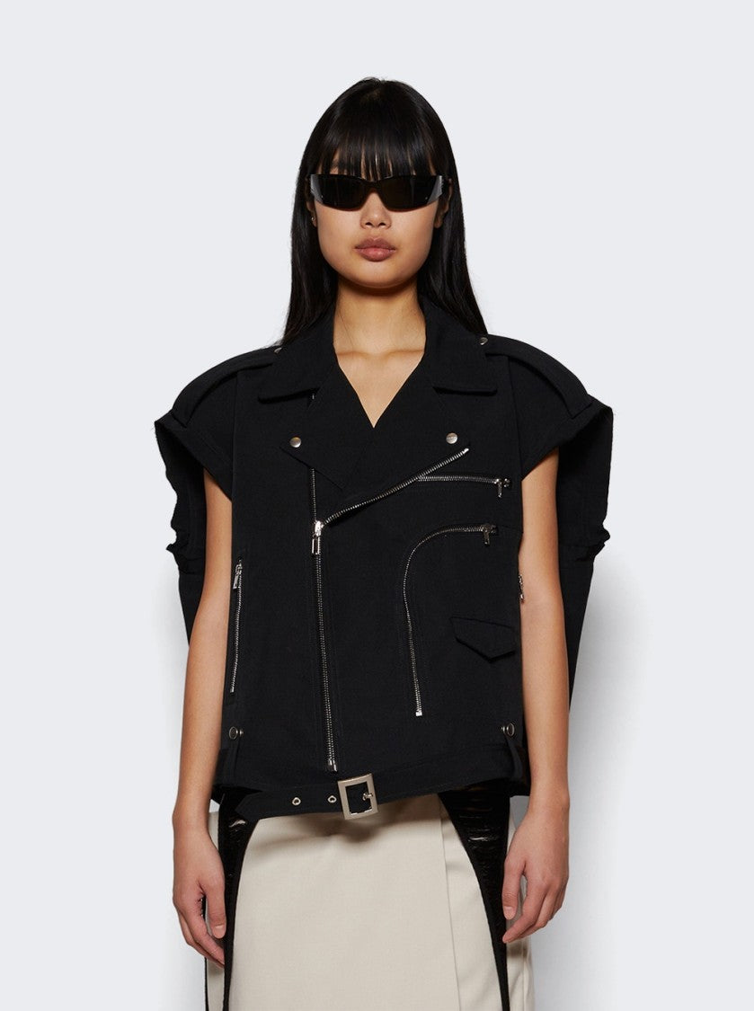Rick Owens Cropped Sleeveless Black Stooges Jacket With Double-Breasted Design