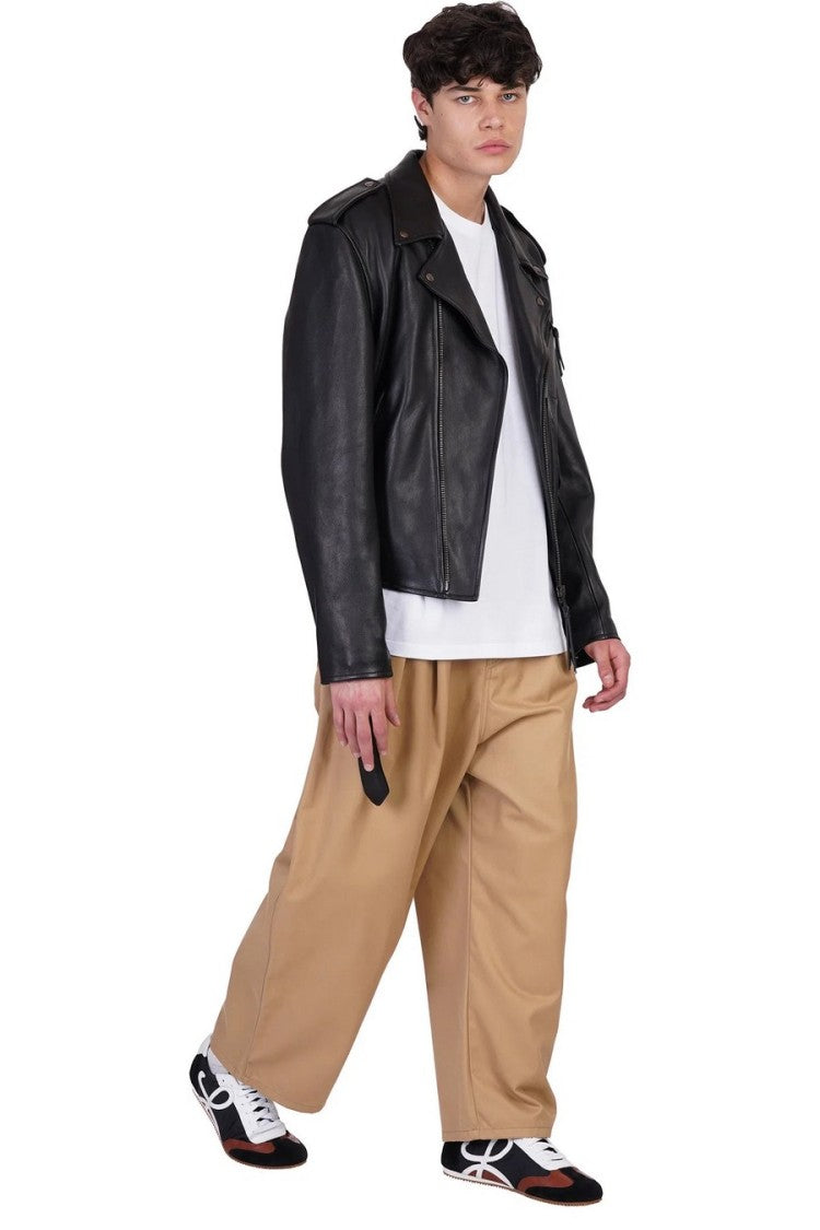 Loewe Black Leather Belted Biker Jacket