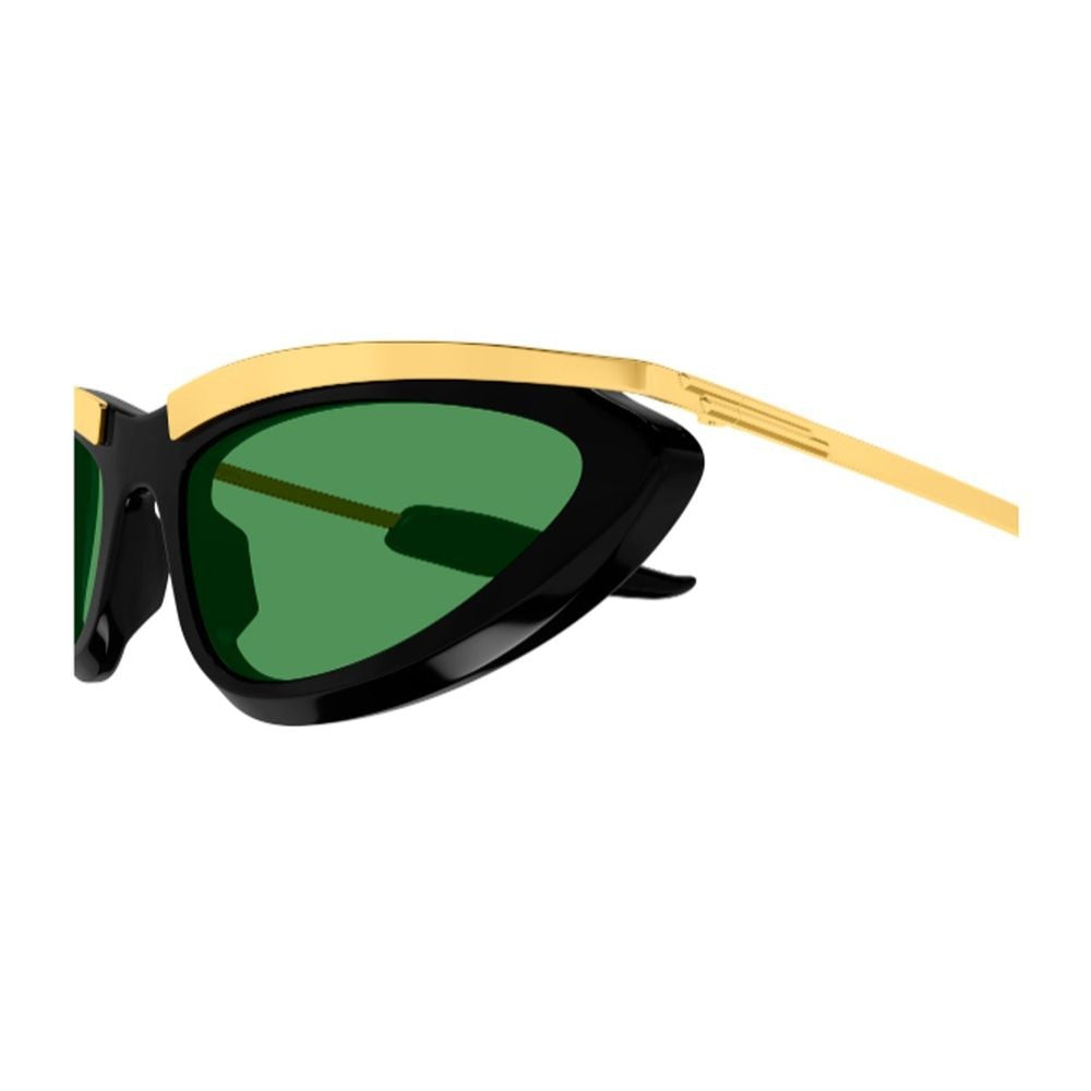 Bottega Veneta Cat-Eye Frame Sunglasses With Gold Accents And Green Lenses