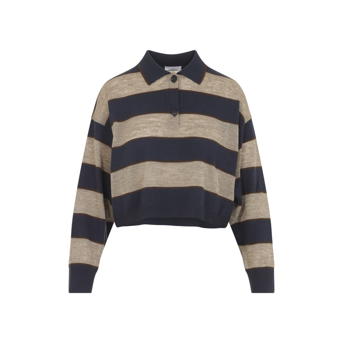 Brunello Cucinelli Cropped Knit Top With Polo Collar