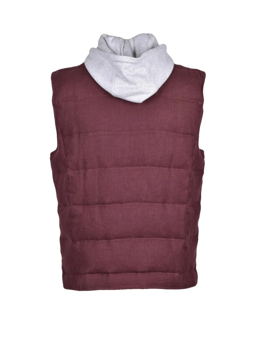 Eleventy Quilted Cotton-Blend Vest With Removable Hood And Textured Finish