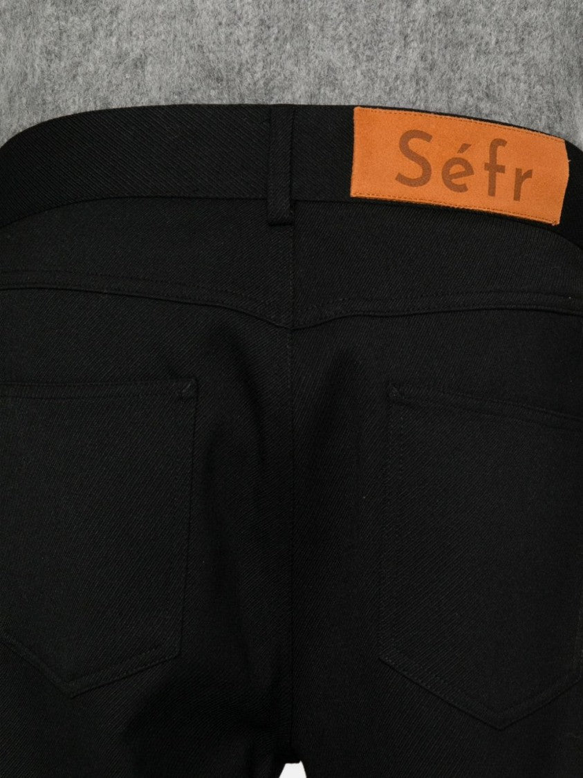 Séfr Cropped Wide-Leg Pants With Five-Pocket Design And Distinctive Branding