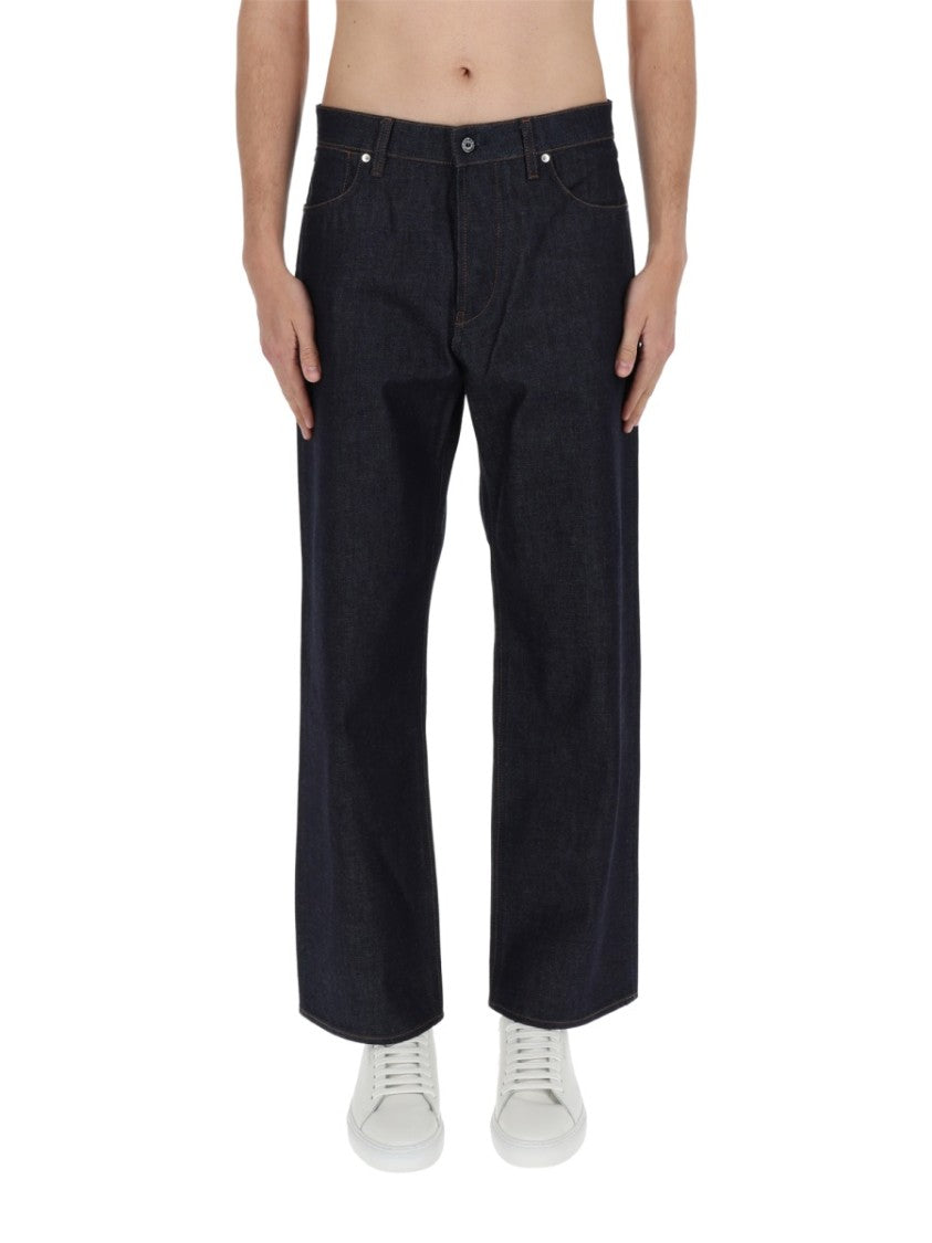 Stone Island Dark Denim Cotton Wide-Leg Jeans