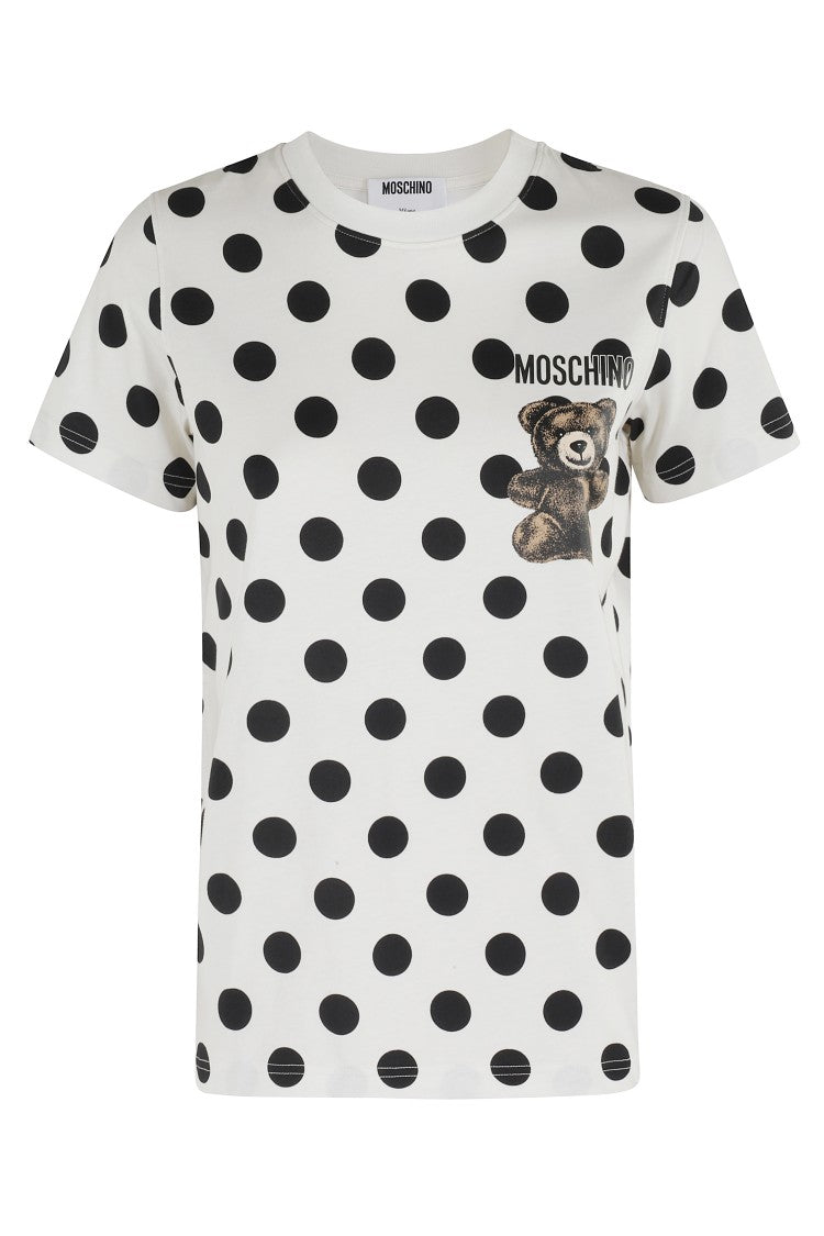 Moschino Ivory And Black Polka Dot T-Shirt