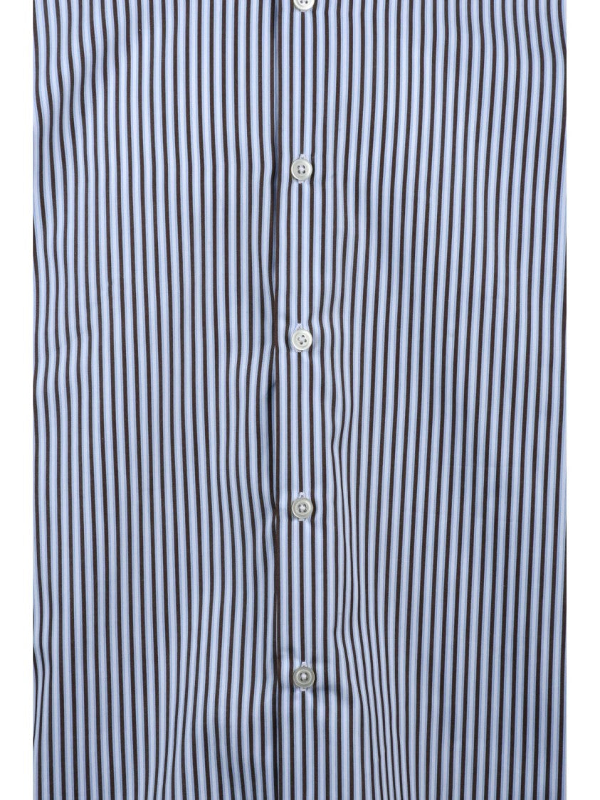 Ghirardelli Vertical Striped Cotton Shirt With Classic Collar