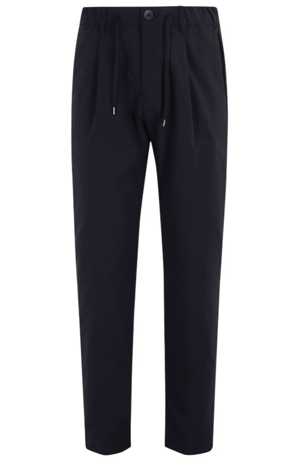 Herno Tailored Blue Trousers With Elastic Waist