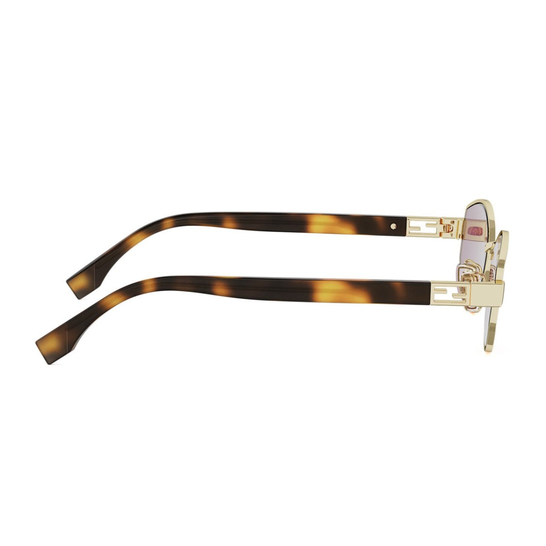 Fendi Gold Tube Fe40216u Geometric Frame Metal Sunglasses
