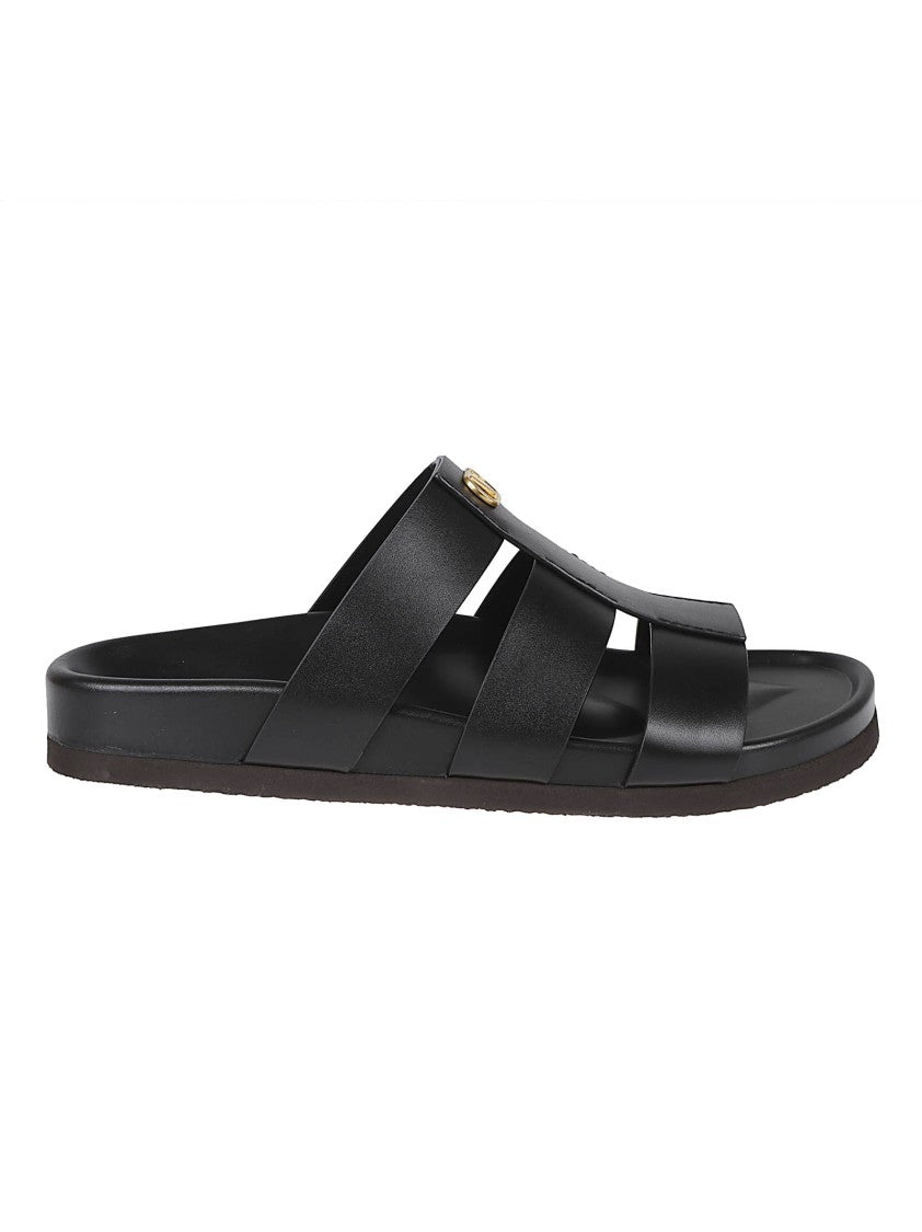 Valentino Garavani Black Leather Sandals
