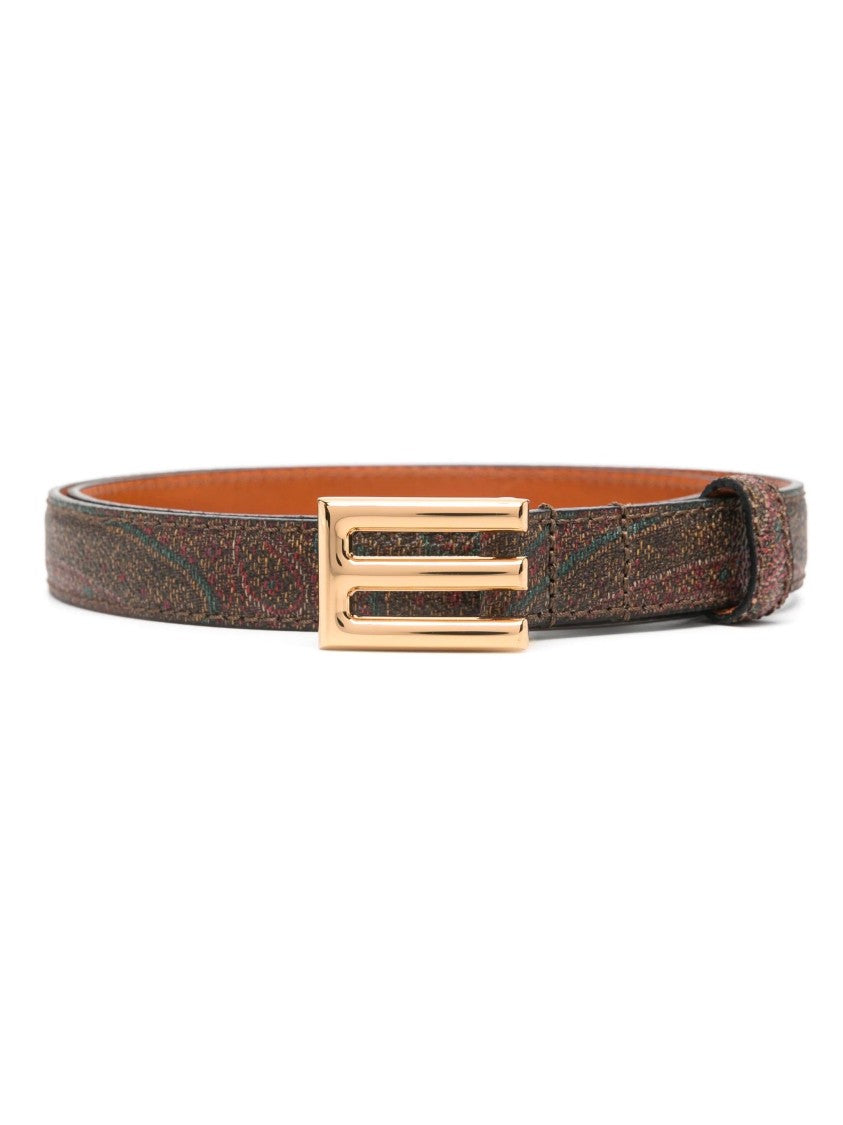 Etro Textured Belt With Polished Gold-Tone Buckle