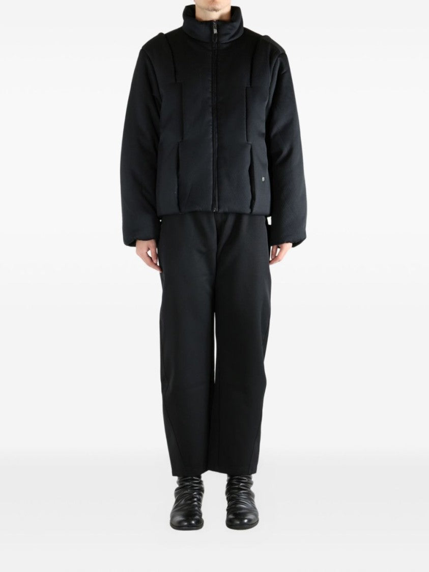 Ader Error Boxy Black Panelled Jacket With High Collar And Zipper Closure
