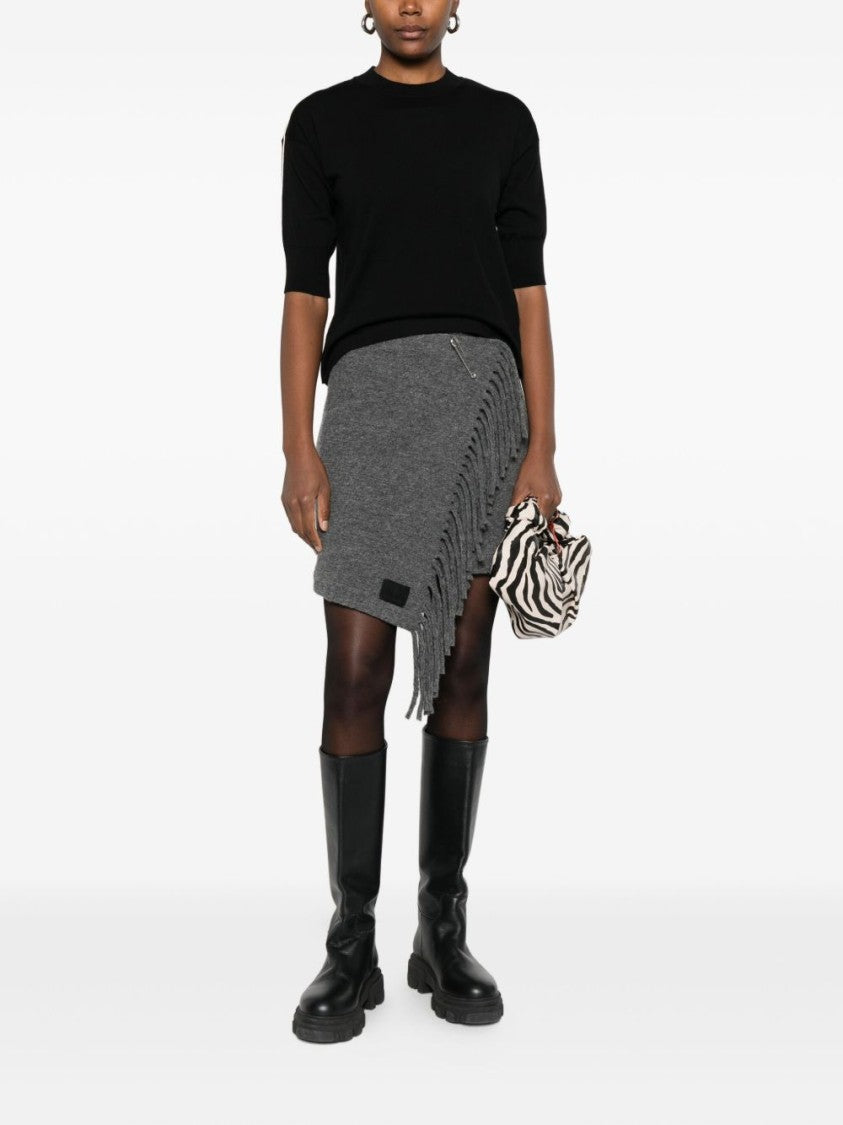 Alpha Studio Relaxed Fit Black Merino Wool Sweater