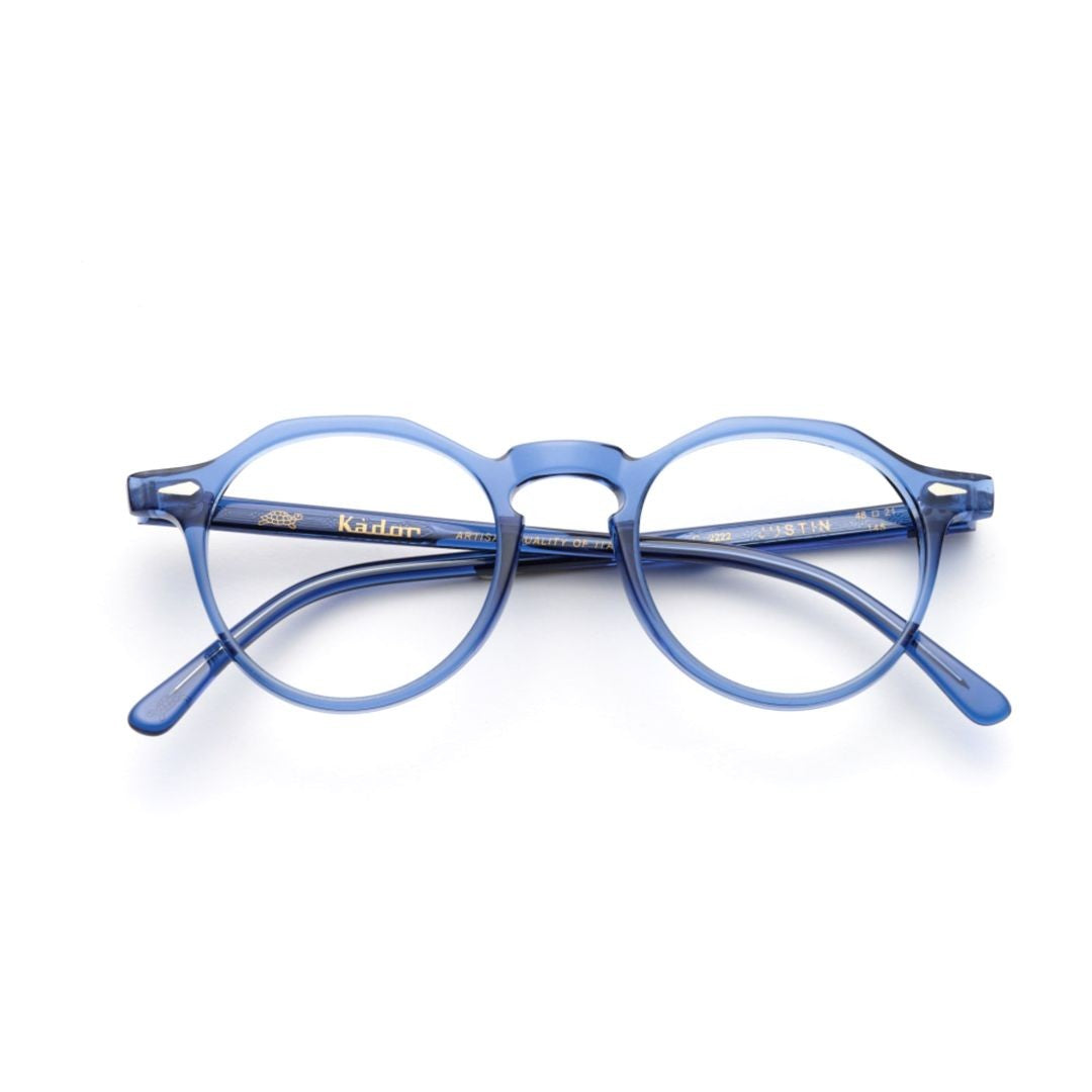 Kador Justin Translucent Blue Acetate Round Frame Eyeglasses